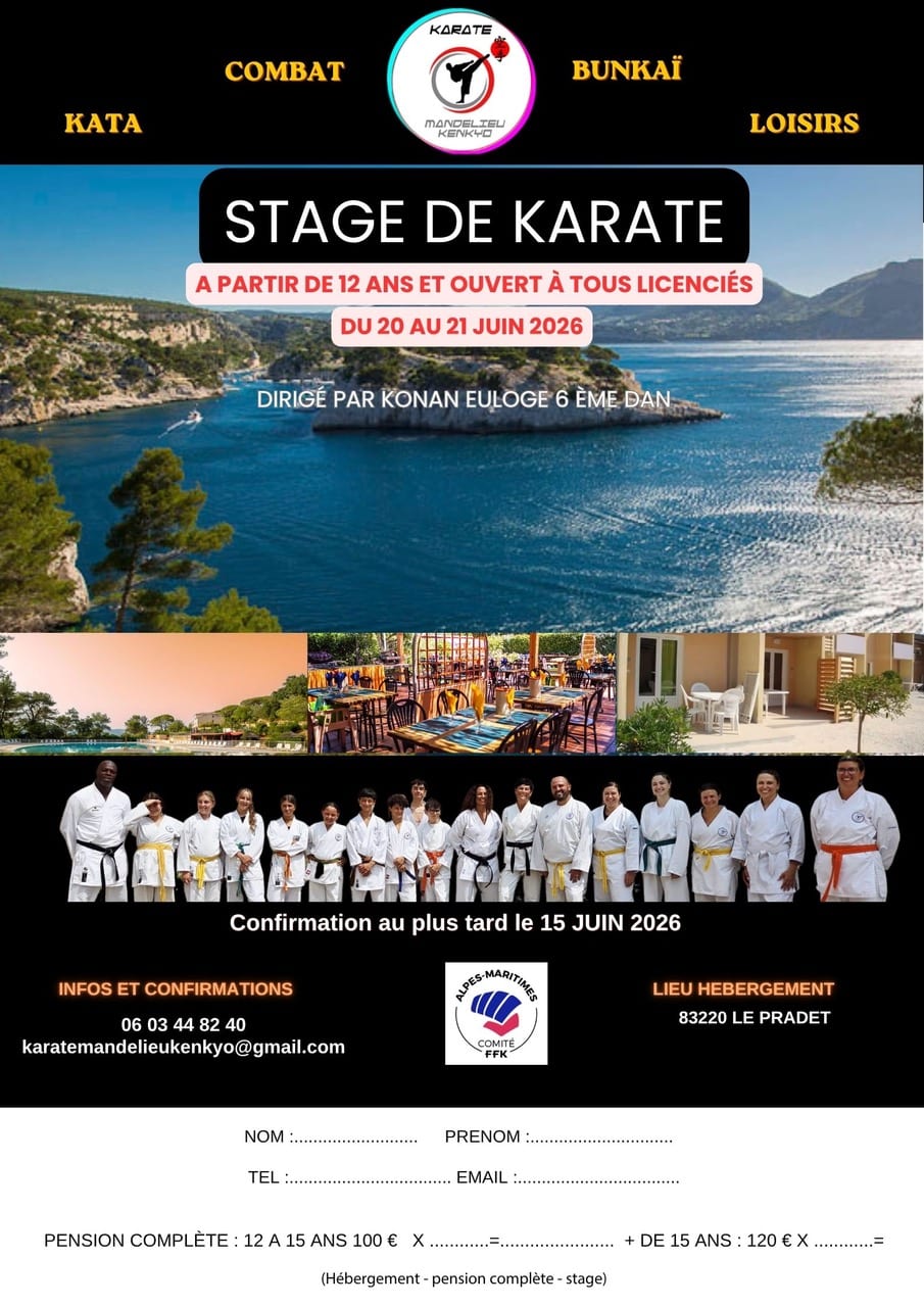 STAGE DE KARATE ADOS ADULTES JUIN 26