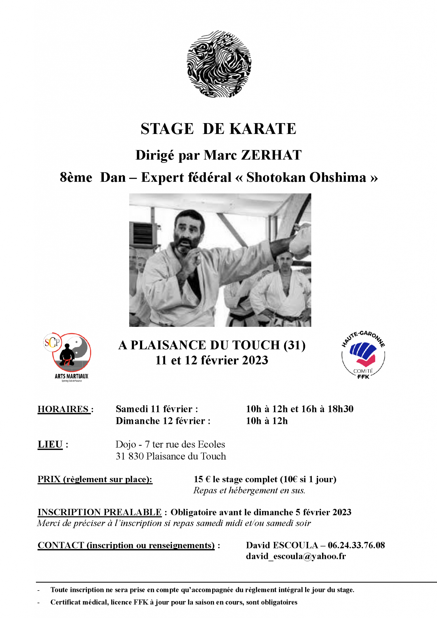 STAGE dirigé par Marc ZERHAT CN8 EXPERT FEDERAL Karaté Shotokan Ohshima