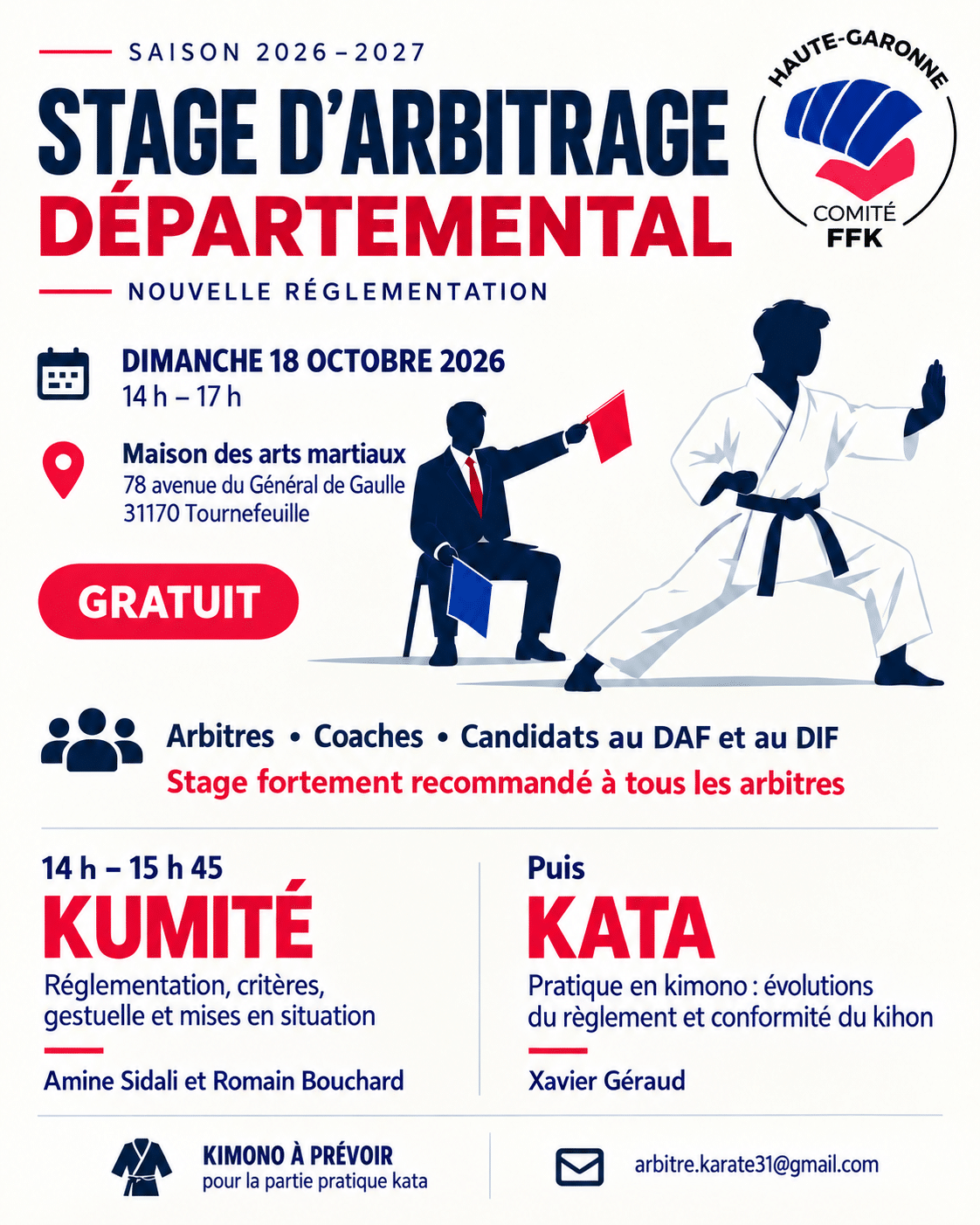 Affiche de stage d’arbitrage départemental