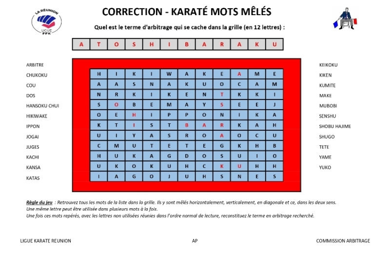 Karate arbitrage mots meles - Correction P1