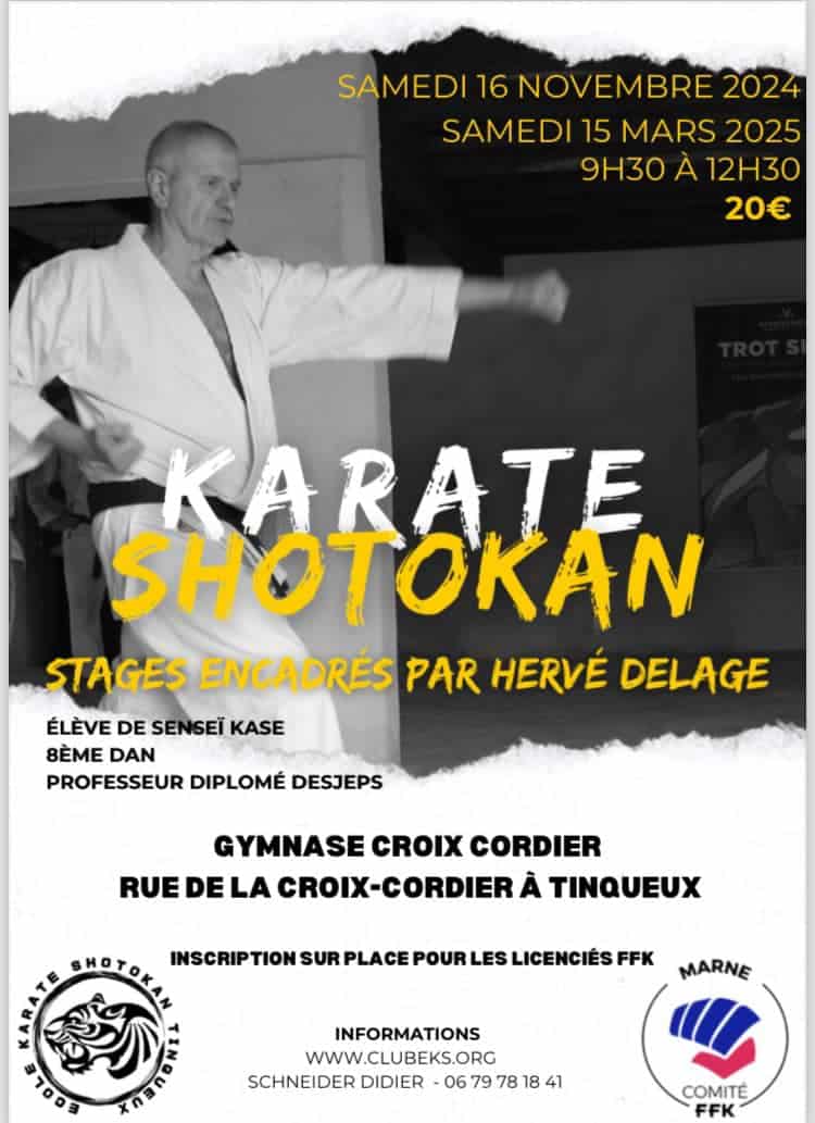 Stage SHOTOKAN animé par Hervé DELAGE 8ème dan à Tinqueux (51) - Comité ...